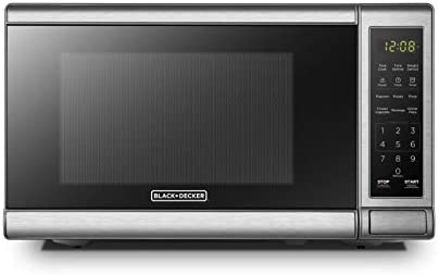 black+decker em720cb7 digital microwave oven with turntable push button door,