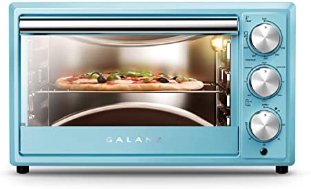 galanz large 6 slice true convection toaster oven, 8 in 1 combo bake,