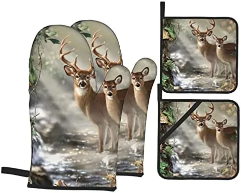 camouflage deer oven mitts