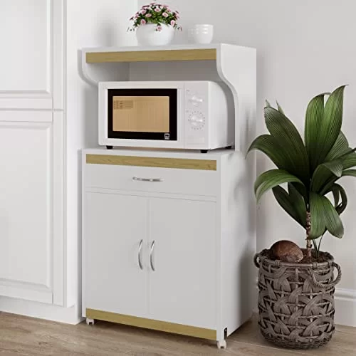 lavish home white microwave stand