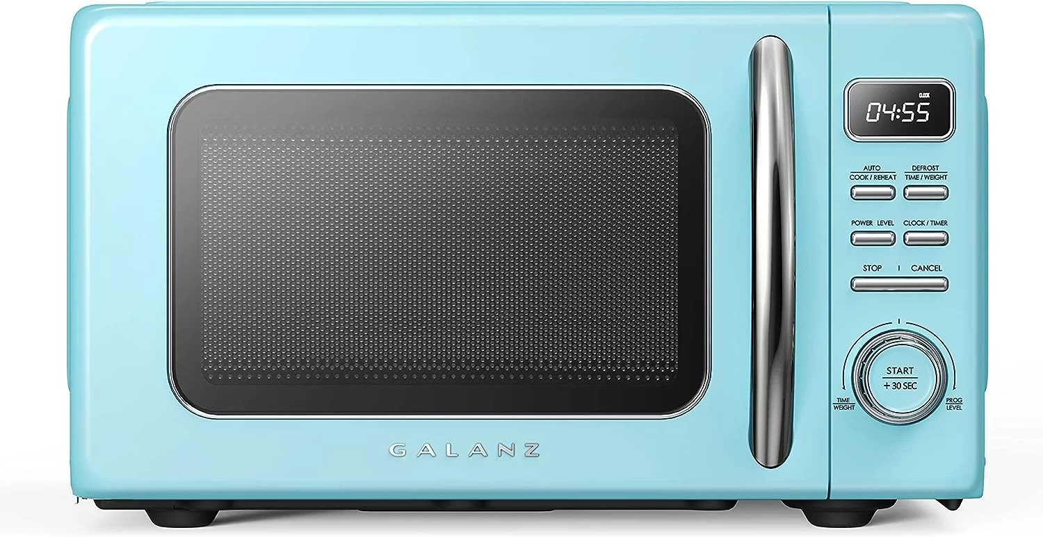 galanz glcmkz07ber07 retro countertop microwave oven with auto cook reheat