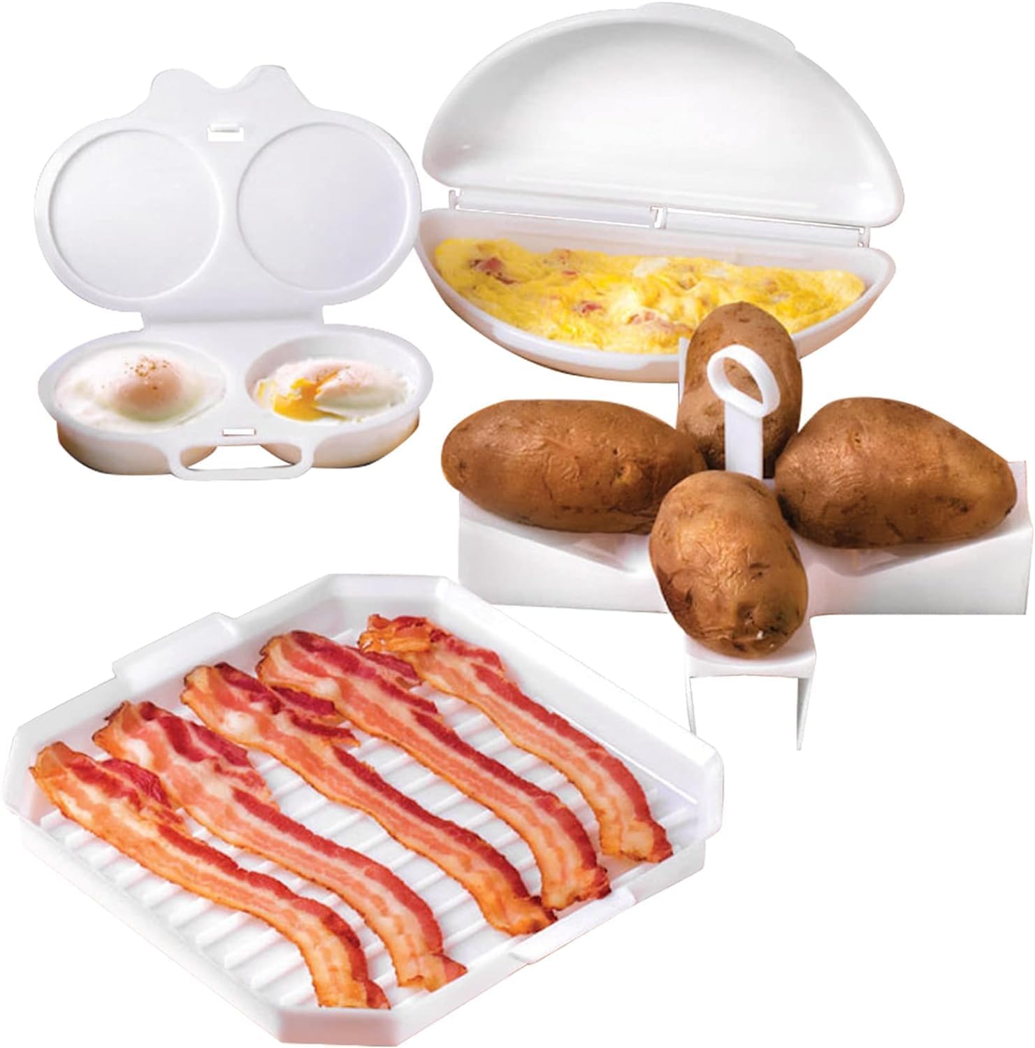 artbros 4 piece microwave oven cookware set with bacon cooker